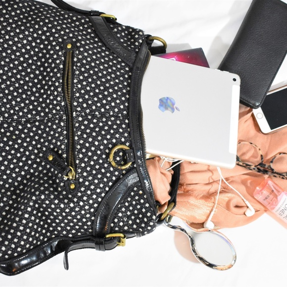 J.Crew Tweed Navy Handbag With Leather Strap - Picture 2 of 7